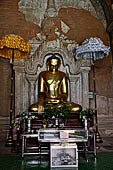 Bagan Myanmar. Htilominlo temple. Main Buddha statue of the ground floor. 